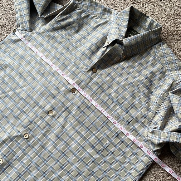 Ermenegildo Zegna Tan Blue Plaid Button Up Shirt with Pocket - Picture 7 of 8